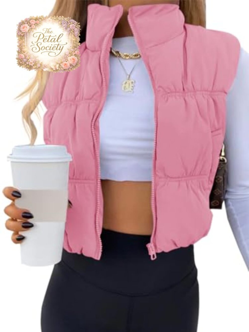 Crop Puffer Vest Zip Up Sleeveless Padded Outerwear Vest
